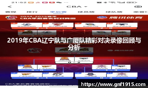 2019年CBA辽宁队与广厦队精彩对决录像回顾与分析