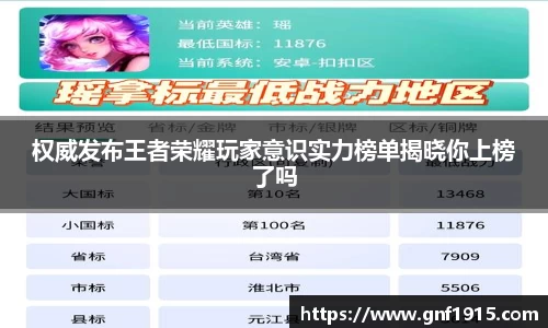 权威发布王者荣耀玩家意识实力榜单揭晓你上榜了吗